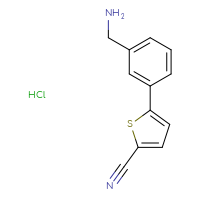 Chemical structure of 5-[3-(aminomethyl)phenyl]thiophene-2-carbonitrile hydrochloride - CSSB00160572014