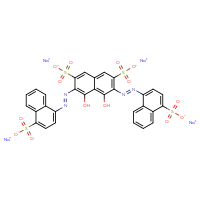 Chemical structure of tetrasodium 4,5-dihydroxy-3,6-bis[(1E)-2-(4-sulfonatonaphthalen-1-yl)diazen-1-yl]naphthalene-2,7-disulfonate - CSSB03496543724