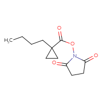 Chemical structure of 2,5-dioxopyrrolidin-1-yl 1-butylcyclopropane-1-carboxylate - CSSB20270535233