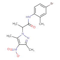 Chemical structure of N-(4-bromo-2-methylphenyl)-2-(3,5-dimethyl-4-nitro-1H-pyrazol-1-yl)propanamide - CSSB00121716745