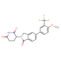 Chemical structure of 3-{5-[4-methoxy-3-(trifluoromethyl)phenyl]-1-oxo-2,3-dihydro-1H-isoindol-2-yl}piperidine-2,6-dione - CSSB03540190545
