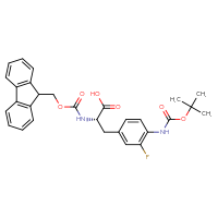 Chemical structure of (2S)-3-(4-{[(tert-butoxy)carbonyl]amino}-3-fluorophenyl)-2-({[(9H-fluoren-9-yl)methoxy]carbonyl}amino)propanoic acid - CSSB20906343852