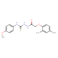 Chemical structure of 2-(2,4-dimethylphenoxy)-N-{[(4-methoxyphenyl)carbamothioyl]amino}acetamide - CSSB00025733186
