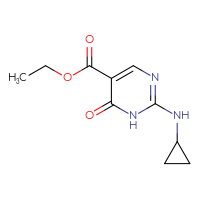 Chemical structure of ethyl 2-(cyclopropylamino)-6-oxo-1,6-dihydropyrimidine-5-carboxylate - CSSB00012053746