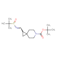 Chemical structure of tert-butyl 1-({[(S)-2-methylpropane-2-sulfinyl]imino}methyl)-6-azaspiro[2.5]octane-6-carboxylate - CSSB21332856879