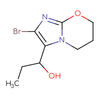 Chemical structure of 1-{2-bromo-5H,6H,7H-imidazo[2,1-b][1,3]oxazin-3-yl}propan-1-ol - CSSB20505090902