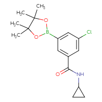 Chemical structure of 3-chloro-N-cyclopropyl-5-(4,4,5,5-tetramethyl-1,3,2-dioxaborolan-2-yl)benzamide - CSSB00132308008