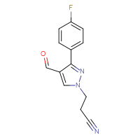 Chemical structure of 3-[3-(4-fluorophenyl)-4-formyl-1H-pyrazol-1-yl]propanenitrile - CSSB00000684094