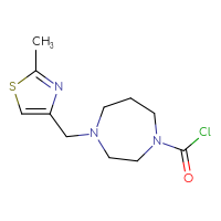 Chemical structure of 4-[(2-methyl-1,3-thiazol-4-yl)methyl]-1,4-diazepane-1-carbonyl chloride - CSSB21224774382