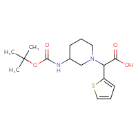 Chemical structure of 2-(3-{[(tert-butoxy)carbonyl]amino}piperidin-1-yl)-2-(thiophen-2-yl)acetic acid - CSSB00010139770