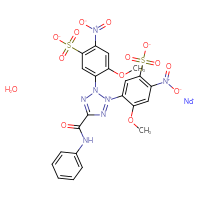 Chemical structure of sodium 2,3-bis(2-methoxy-4-nitro-5-sulfonatophenyl)-5-(phenylcarbamoyl)-3H-1,2λ⁵,3,4-tetrazol-2-ylium hydrate - CSSB06741709044