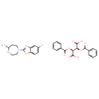 Chemical structure of (2S,3S)-2,3-bis(benzoyloxy)butanedioic acid; 5-chloro-2-[(5R)-5-methyl-1,4-diazepan-1-yl]-1,3-benzoxazole - CSSB00121570490