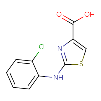 Chemical structure of 2-[(2-chlorophenyl)amino]-1,3-thiazole-4-carboxylic acid - CSSB00012349113
