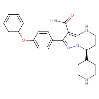 Chemical structure of (7S)-2-(4-phenoxyphenyl)-7-(piperidin-4-yl)-4H,5H,6H,7H-pyrazolo[1,5-a]pyrimidine-3-carboxamide - CSSB21241721508
