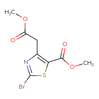 Chemical structure of methyl 2-bromo-4-(2-methoxy-2-oxoethyl)-1,3-thiazole-5-carboxylate - CSSB00010175408