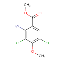 Chemical structure of methyl 2-amino-3,5-dichloro-4-methoxybenzoate - CSSB03554999944