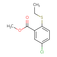 Chemical structure of methyl 5-chloro-2-(ethylsulfanyl)benzoate - CSSB00030373525