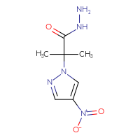 Chemical structure of 2-methyl-2-(4-nitro-1H-pyrazol-1-yl)propanehydrazide - CSSB00010141733