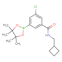 Chemical structure of 3-chloro-N-(cyclobutylmethyl)-5-(4,4,5,5-tetramethyl-1,3,2-dioxaborolan-2-yl)benzamide - CSSB02526686201