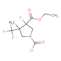 Chemical structure of ethyl 1-(carbonochloridoyl)-3-fluoro-4-methyl-4-(trifluoromethyl)pyrrolidine-3-carboxylate - CSSB21224770847
