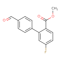 Chemical structure of methyl 5-fluoro-4'-formyl-[1,1'-biphenyl]-2-carboxylate - CSSB00103155529