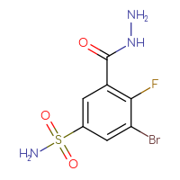 Chemical structure of 3-bromo-4-fluoro-5-(hydrazinecarbonyl)benzene-1-sulfonamide - CSSB21151596493