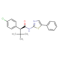 Chemical structure of (2S)-2-(4-chlorophenyl)-3,3-dimethyl-N-(5-phenyl-1,3-thiazol-2-yl)butanamide - CSSB00020632147