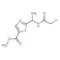 Chemical structure of methyl 2-[1-(2-chloroacetamido)ethyl]-1,3-thiazole-5-carboxylate - CSSB01911338987
