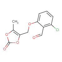 Chemical structure of 2-chloro-6-[(5-methyl-2-oxo-2H-1,3-dioxol-4-yl)methoxy]benzaldehyde - CSSB20469404251