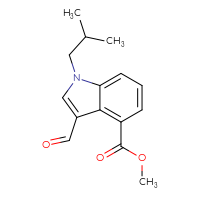Chemical structure of methyl 3-formyl-1-(2-methylpropyl)-1H-indole-4-carboxylate - CSSB02200239035