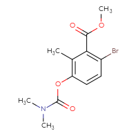Chemical structure of methyl 6-bromo-3-[(dimethylcarbamoyl)oxy]-2-methylbenzoate - CSSB21432463158