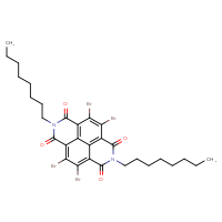 Chemical structure of 2,3,9,10-tetrabromo-6,13-dioctyl-6,13-diazatetracyclo[6.6.2.0⁴,¹⁶.0¹¹,¹⁵]hexadeca-1,3,8(16),9,11(15)-pentaene-5,7,12,14-tetrone - CSSB00020636265