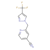 Chemical structure of 2-{[4-(trifluoromethyl)-1H-pyrazol-1-yl]methyl}pyridine-4-carbonitrile - CSSB02170132156