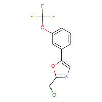 Chemical structure of 2-(chloromethyl)-5-[3-(trifluoromethoxy)phenyl]-1,3-oxazole - CSSB00109499274