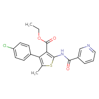 Chemical structure of ethyl 4-(4-chlorophenyl)-5-methyl-2-(pyridine-3-amido)thiophene-3-carboxylate - CSSB03437146284