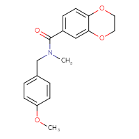 Chemical structure of N-[(4-methoxyphenyl)methyl]-N-methyl-2,3-dihydro-1,4-benzodioxine-6-carboxamide - CSSB00048249608