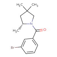 Chemical structure of (2R)-1-(3-bromobenzoyl)-2,4,4-trimethylpyrrolidine - CSSB02499647464