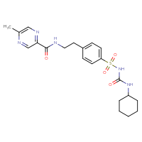 Chemical structure of N-[2-(4-{[(cyclohexylcarbamoyl)amino]sulfonyl}phenyl)ethyl]-5-methylpyrazine-2-carboxamide - CSSB00000050937