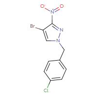 Chemical structure of 4-bromo-1-[(4-chlorophenyl)methyl]-3-nitro-1H-pyrazole - CSSB00000292428