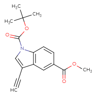 Chemical structure of 1-tert-butyl 5-methyl 3-ethynyl-1H-indole-1,5-dicarboxylate - CSSB21332126793