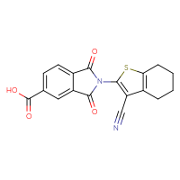 Chemical structure of 2-(3-cyano-4,5,6,7-tetrahydro-1-benzothiophen-2-yl)-1,3-dioxo-2,3-dihydro-1H-isoindole-5-carboxylic acid - CSSB00027394030