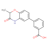 Chemical structure of 3-(2-methyl-3-oxo-3,4-dihydro-2H-1,4-benzoxazin-6-yl)benzoic acid - CSSB00066405121
