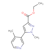 Chemical structure of ethyl 1-methyl-5-(4-methylpyridin-3-yl)-1H-pyrazole-3-carboxylate - CSSB01097666721
