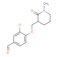 Chemical structure of 3-chloro-4-[(1-methyl-2-oxopiperidin-3-yl)methoxy]benzaldehyde - CSSB02205528962