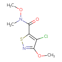 Chemical structure of 4-chloro-N,3-dimethoxy-N-methyl-1,2-thiazole-5-carboxamide - CSSB20453799413