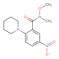 Chemical structure of N-methoxy-N-methyl-5-nitro-2-(piperidin-1-yl)benzamide - CSSB00104262359