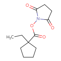 Chemical structure of 2,5-dioxopyrrolidin-1-yl 1-ethylcyclopentane-1-carboxylate - CSSB00129248546
