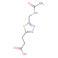 Chemical structure of 3-[5-(acetamidomethyl)-1,3,4-thiadiazol-2-yl]propanoic acid - CSSB02493068377
