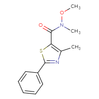 Chemical structure of N-methoxy-N,4-dimethyl-2-phenyl-1,3-thiazole-5-carboxamide - CSSB00026683301