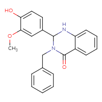 Chemical structure of 3-benzyl-2-(4-hydroxy-3-methoxyphenyl)-1,2,3,4-tetrahydroquinazolin-4-one - CSSB00026572863